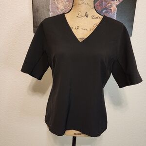 Ann Taylor Black V-neck short sleeve dressy top size 8